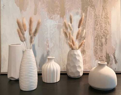 Ceramic Handmade Vase (Set of 5) Neutral Lux Home Decor for entryway or end Tabletop